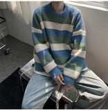 Joior Autumn Winter Sweater Men Pullover Korean Style Male Striped Sweater Loose Knitted Sweater Trend Thick Top Mens Clothing