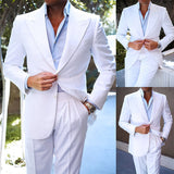 Joior New Design Business 2 Piece Men Suits Slim Fit Peak Lapel Groomsmen Tuxedo White Formal Wedding Male Suit (Blazer+Pants)