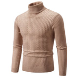 Joior black turtleneck outfit men Men's High Neck Sweater Solid Color Pullover Knitted Warm Casual Turtleneck  Mens  Knitted Sweater