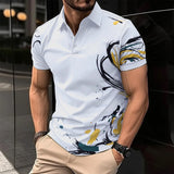 Joior 2024 Summer Best-Selling Men's Polo Shirt Lapel Printed Men's Clothing Stripes Polo Shirt Casual Sports Men's Shirt