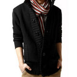 Joior Chic Knitted Cardigan Ribbed Cuff Long Sleeve Comfy Thickened Warm Men Cardigan Sweater