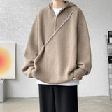 Joior Plus Size 8XL-M Men's Hooded Pullover Zipper Knit Sweater Men's Lazy Loose Sweatshirts Autumn Winter Solid Thick Sweaters