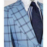 3 Piece Blue Checked Suit Blazer Trousers Plaid Men Suit Set Jacket Pants Vest Men'S Wedding Clothing Dinner Party Wear Outfit