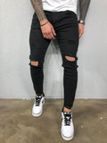 Joior Fashion Street Style Ripped Skinny Jeans Men Vintage Wash Solid Denim Trouser Mens Casual Slim Fit Pencil Denim Pants