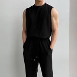 Joior Ice Silk Men's Summer Ruffian Tracksuits Handsome Fashion Vest Sleeveless T-shirt And Pants Two Piece Set Men Elegant Suit