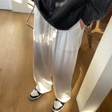 Joior Summer Men's Casual Pants Loose Ice Silk Pants Simple and Comfortable Home White Casual Pants Baggy Sports Pants