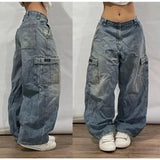 Joior Streetwear New Stylish Three-dimensional Pocket Washed Baggy Jeans Men Y2K Gothic Retro Popular Casual High Waist Wide Leg Pants