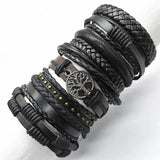 Joior 10 Pcs/set Black Wrap Woven New Fashion Handmade Men Bracelets Male Women Leather Bracelets Men Bangle Jewelry Gift