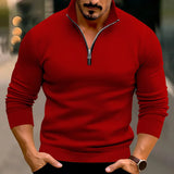 Joior New Fall Winter Men Sweater Casual Solid Color Long Sleeve Zipped Stand Collar Top Warm Men's Clothing Promotion