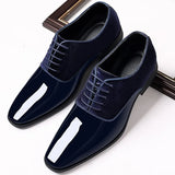 Joior Classic PU Patent Leather Shoes for Men Casual Business Shoes Lace Up Formal Office Work Shoes for Male Party Wedding Oxfords