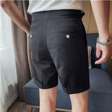 Joior Summer British Style Business Casual Shorts Men Simple Slim Suit Shorts Knee Length Formal Solid Office Short Pants Homme