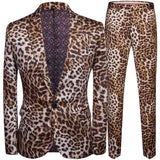 Joior Fashion Men's Casual Boutique Leopard Print Nightclub Style Suit Jacket Pants / Male Two Pieces Blazers Coat Trousers Set