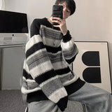 Autumn Winter Striped Sweater Men Casual Knitted Pullover Korean Fashion Streetwear Men Clothing New Oversized Sweater Male