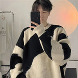 Joior Autumn and Winter O-Neck Knit Sweater for Men Cow Patchwork Pullover Men Loose Casual Harajuku New Mens Oversized Sweater