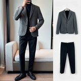 Joior fashion suits for men 2 Piece Outfit Set Man Blazer Business Big Size Full Suit for Men Grey Luxury Ceremony Classic Elegant High Quality Jackets