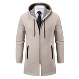 Joior Men's Winter Padded Jacket Thick Fleece Long Jackets Coat Knitting Sweaters Hooded Zipper Cardigan Male Overcoat