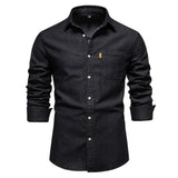 Joior Autumn New Cotton Men's Denim Shirt Solid Color Single Pocket Casual Long Sleeve Shirt Autumn Jeans Shirt for Men