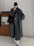 Joior Autumn Winter Long Warm Grey Black Slouchy Woolen Coat Men Single Breasted Loose Casual Wool Blends Overcoat