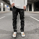 Joior Streetwear Kanye Slim Fit Feet Coated Black Jeans Pants for Men Pocket Brushed Wax Tapered Pants Man Casual Cargo Jeans Y2k