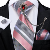 Joior Fashion Green Dot Red 8cm Men's Silk Tie Business Wedding Party Necktie Handkerchief Brooch Cufflinks Set Men's Gift Tie DiBanGu