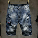 Joior Summer Korean Luxury Washed Solid Ripped Shorts High Quality New Short Pants Fashion Casual Distressed Blue Designer Jeans Men