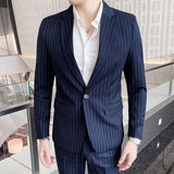 Joior 3 Pcs Set Blazers Jacket Pants Vest / Fashion Men's Casual Boutique Business Striped Groom Wedding Suit Trousers Waistcoat