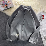 Joior Autumn Winter Thicken Corduroy Fleece Shirts Mens Casual Loose Warm Long Sleeve Shirt Male