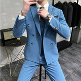 Joior (Jacket+Vest+Pant) Latest Design Double Breasted Suit Groom Wedding Stage Tuxedos Best Costume Mens Business Social Suits