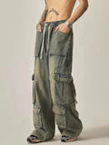 Joior New High Street Summer Retro Washed Straight Tube Workwear Jeans Pockets for Men and Women Casual Loose American Pants y2k