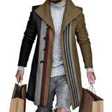 Joior Autumn Winter Men's Single Breasted Woolen Overcoat Plaid Print Male Long Thicken Windbreaker Fashion Causal Coat Outerwear Men