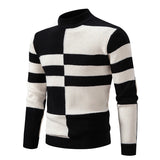 Joior winter fits men New Men's Black and White Striped Turtleneck Sweater Fashion Long Sleeve Knitted Sheep Wool Sweater