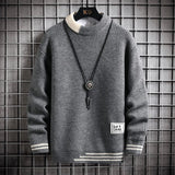 Joior Autumn Winter Men Sweater Warm Top New Fashion Stitching Color Matching Pullover Round Neck Sweater Thickened Knitted Sweater