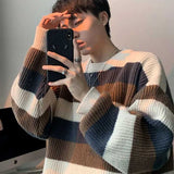 Joior Autumn Winter Sweater Men Pullover Korean Style Male Striped Sweater Loose Knitted Sweater Trend Thick Top Mens Clothing