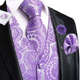 Joior High Quality Silk Mens Vests Champagne Paisley Waistcoat Neck Tie Hanky Cufflinks Brooch Set for Men Suit Wedding Office