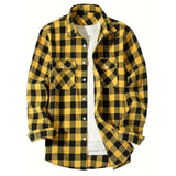 Joior Men's Shirts Button-Up Classic Plaid Smart Casual Flannel Shirt Long Sleeved Chest Two Pockets Design Spring Autumn Men Tops