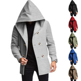 Joior New Men's Mid length Slim Fit Windbreaker Hooded Casual Solid Coat