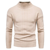 2024 Autumn and Winter New Men's Solid Color Knitted Shirt Half High Neck Sweater Casual Underlay Top