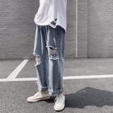 Joior Spring and Summer New Men's Torn Jeans Street Hip-hop Loose Wide Leg Pants Thin Fur Pants Brand Men's Clothing Ripped