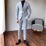 Joior Fashion Men's Suit Vertical Stripes Double Breasted British Style Groom Wedding Prom Party Business Tuxedo 2 Pc ( Blazer+Pants )