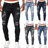 Joior Fashion Street Style Ripped Skinny Jeans Men Vintage Wash Solid Denim Trouser Mens Casual Slim Fit Pencil Denim Pants Hot Sale