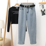 Joior New Loose Vintage Blue High Waist Jeans Women's Harem Pants Stretch Washed Mom Jeans Tall and Thin Wide Leg Pants Black White