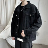 Joior Black Denim Short Jacket Men Turn Down Collar Bomber Jacket Jeans Coats Casual Pockets Overalls Streetwear Man Clothing Outwear