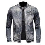 Joior Denim Jackets Men Casual Stand Collar Moto Biker Outerwear Coats Mens Fashion Zippers Motorcycle Streetwear Jacket Male Clothes