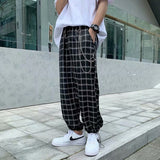 Joior Men's Classic Plaid Chain Pants Wide Leg Pants Harem Pants Street Hip Hop Loose Casual Fashion Pants men hip hop clothes