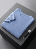 Joior 100% Pure Wool T-Shirt Men's Round Neck Pullover Short Sleeve Autumn Winter New Honeycomb Stitch Vest Casual Sweater