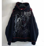 Joior Harajuku Tapout Hoodie Gothic Embroidery Hoodies Women Y2k Casual Loose Oversize Hip Hop Korean Punk Long Sleeve Zipper Tops