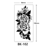 Joior Black Flower Tattoo Sketch Tattoo Sticker  Rose Blossom Tattoo Temporary Waterproof