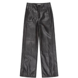 Joior Spring Autumn Long Loose Casual Cool Black Pu Leather Straight Pants for Men Luxury Designer Clothes Trouser