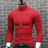 Joior Luxury Men's Casual Turtleneck T-Shirts Autumn and Winter Tops Slim Collar Full Sleeve Innerwear Undershirt Golf Wear Men Tee