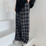 Joior Black and Pink Plaid Pants Oversize Women Pants High Waist Loose Wide Leg Trousers Ins Retro Teens Straight Trousers Streetwear